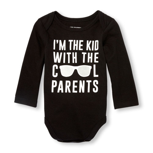 Baby Boys Long Sleeve 'I'm The Kid With The Cool Parents' Graphic Bodysuit