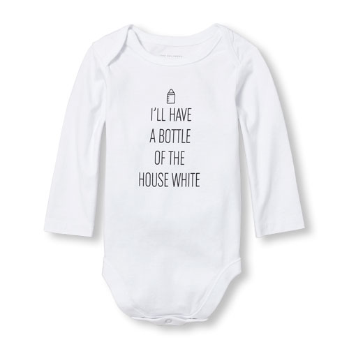 Unisex Baby Long Sleeve 'I'll Have A Bottle Of The House White' Graphic Bodysuit