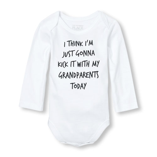Unisex Baby Long Sleeve 'Kick It With My Grandparents' Graphic Bodysuit