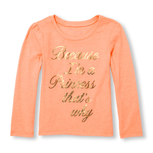 Toddler Girls Long Sleeve 'Because I'm A Princess That's Why' Graphic Tee