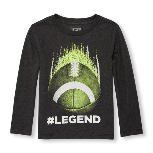 Toddler Boys Long Sleeve 'Hashtag Legend' Neon Football Graphic Tee