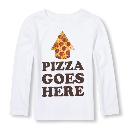 Toddler Boys Long Sleeve 'Pizza Goes Here' Arrow Graphic Tee