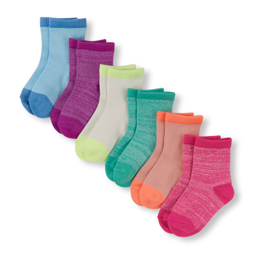 Toddler Girls Solid And Marled Super-Soft Midi Socks 6-Pack