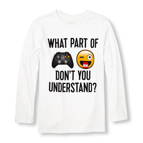 Boys Long Sleeve 'What Part Of Video Game Emojis Don't You Understand' Graphic Tee