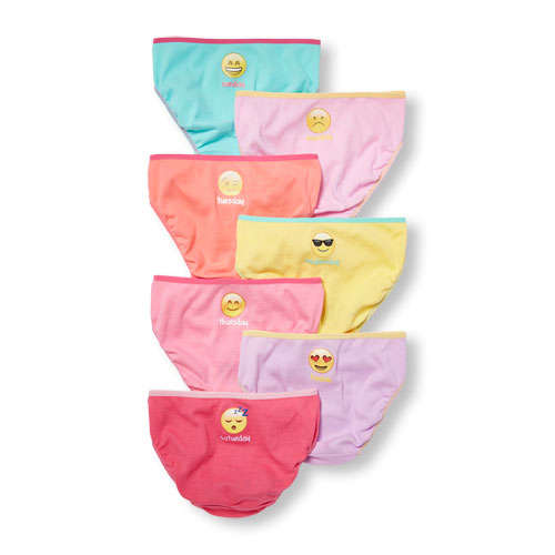 Girls Emoji Days Of The Week Briefs 7-Pack