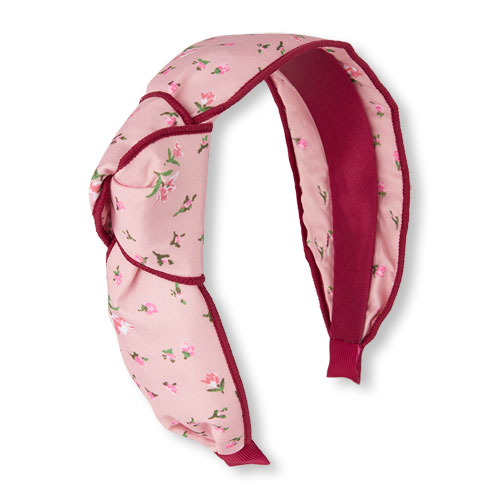 Girls Rose Print Knotted Wide Headband