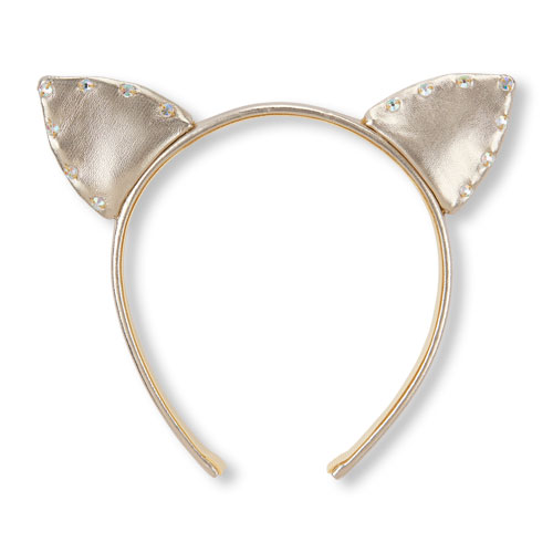 Girls Metallic Rhinestone Cat Ears Headband