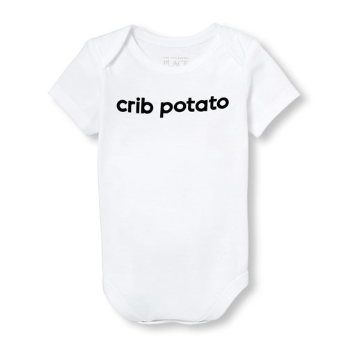 Unisex Baby Short Sleeve 'Crib Potato' Graphic Bodysuit