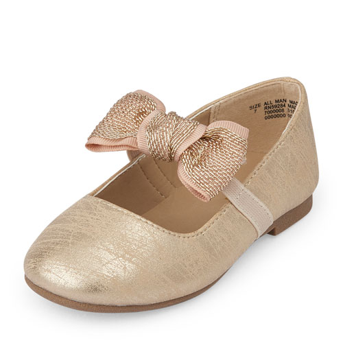 Toddler Girls Bow Metallic Kayla Flat
