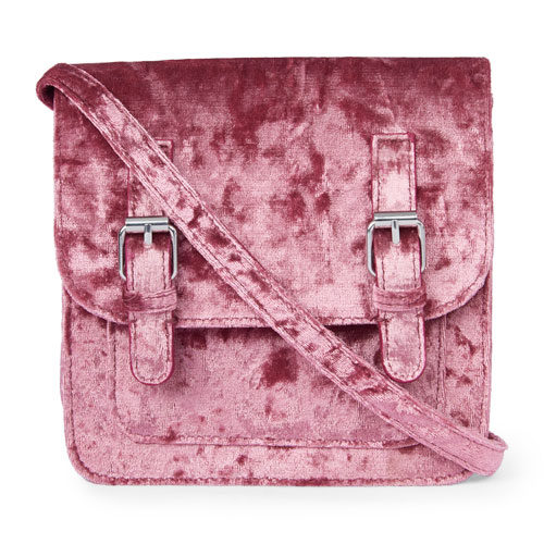 Girls Crushed Velvet Satchel Bag