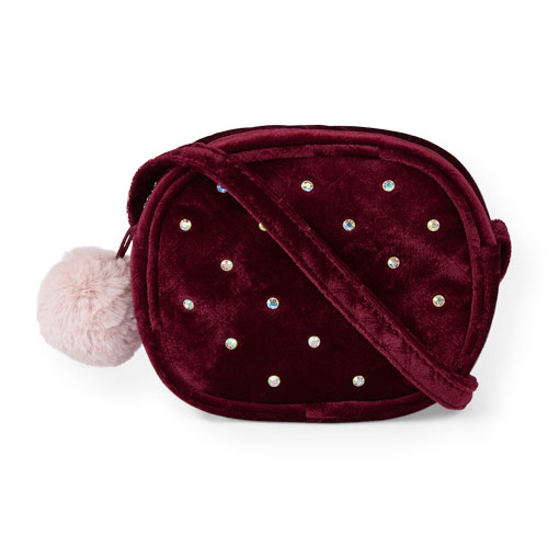 Girls Embellished Velvet Quilted Bag