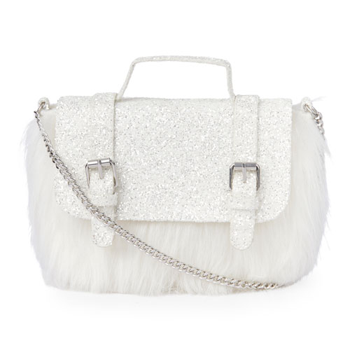 Girls Glitter Faux Fur Satchel Bag