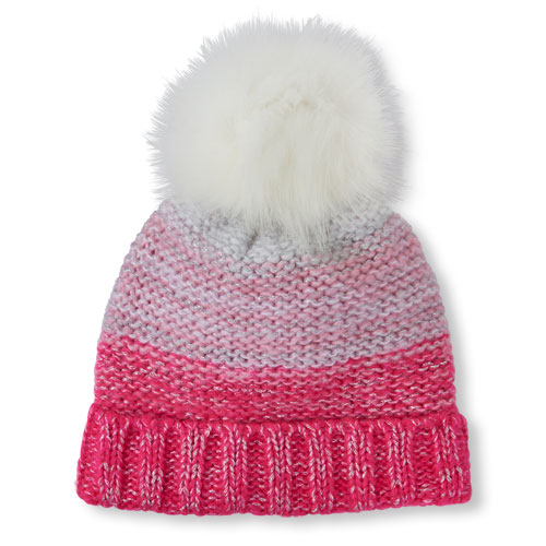Girls Metallic Ombre Pom Pom Beanie