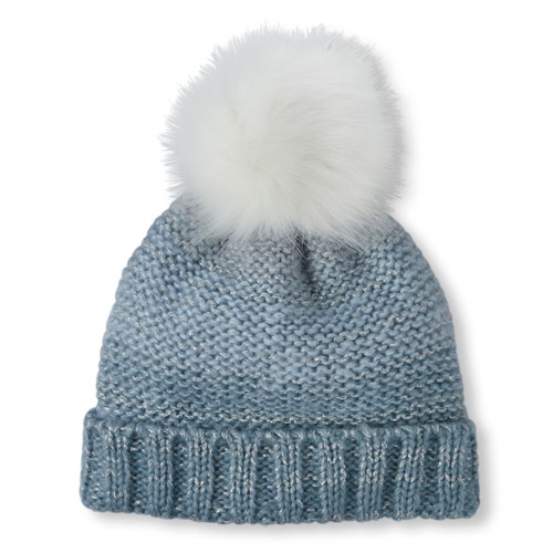Girls Metallic Ombre Pom Pom Beanie