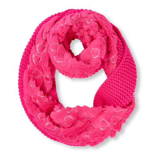 Girls Sequined Heart Faux Fur Infinity Scarf | The Children's Place