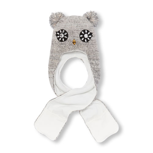 Girls Sequined Owl Scarf Hat