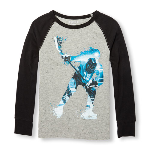Boys Long Raglan Sleeve Graphic Top
