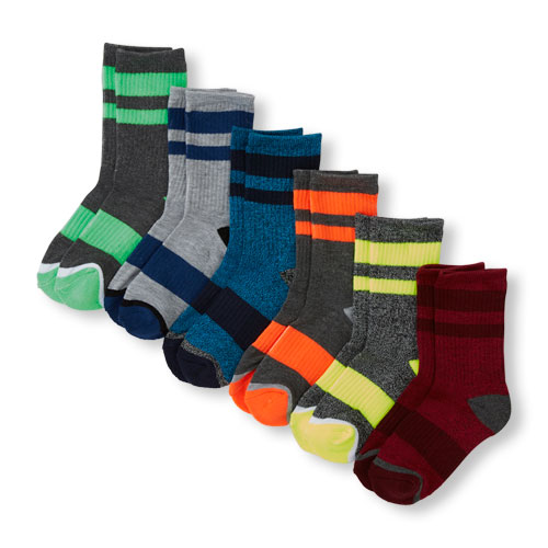 Boys PLACE Sport Striped Heathered Cushion Crew Socks 6-Pack