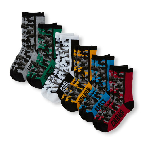 Boys PLACE Sport Camo Print Statement Cushioned Crew Socks 6-Pack