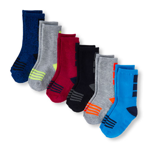 Toddler Boys PLACE Sport Ankle Block Athletic Crew Socks 6-Pack