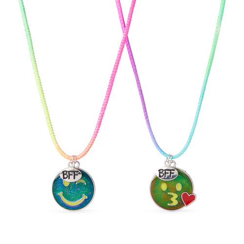 Girls Emoji Mood BFF Necklace Set
