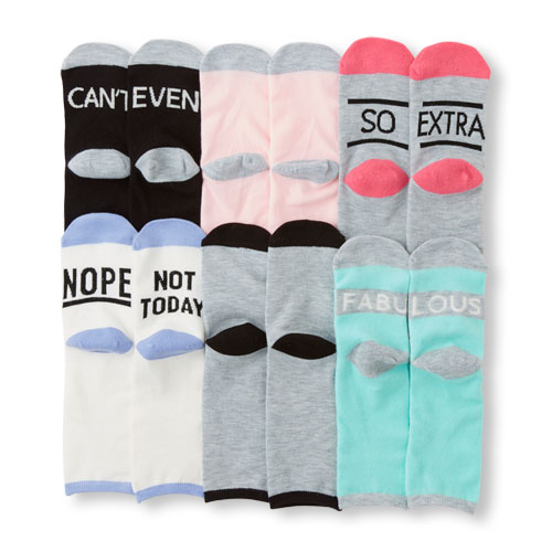 Girls Statement Crew Socks 6-Pack