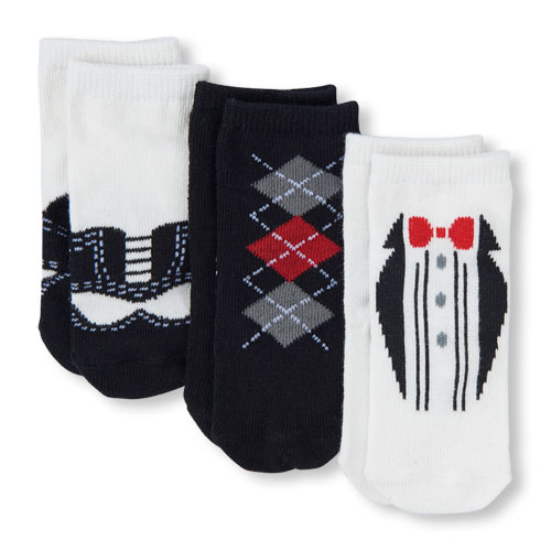 Baby Boys Tuxedo Socks 3-Pack