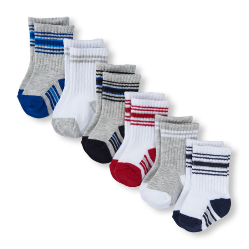 Baby Boys Athletic Stripe Socks 6-Pack