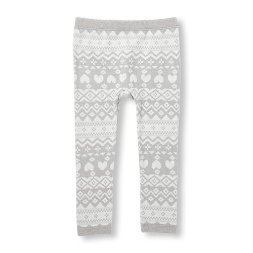 Toddler Girls Shimmery Fair Isle Print Fleece-Lined Leggings