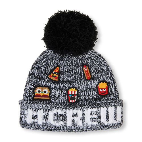 Boys Patch Lunch 'Crew' Pom Pom Beanie