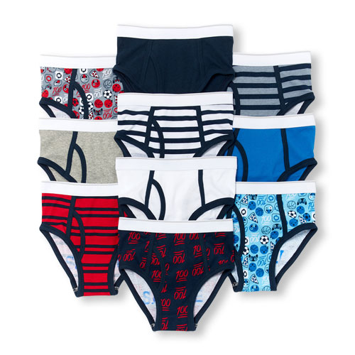 Boys Mixed Emoji Print Briefs 10-Pack