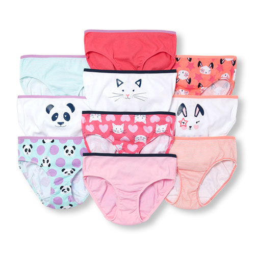 Girls Animal Briefs 10-Pack