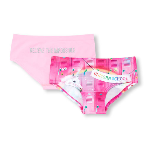 Girls Unicorn School Seamless Hipster 2-Pack