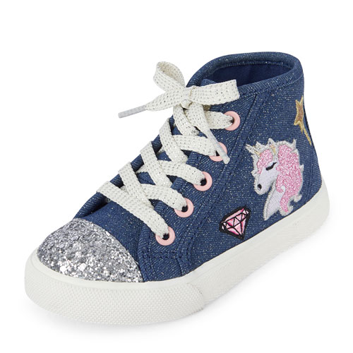 Toddler Girls Patch Denim Hi-Top Rockstar Sneaker