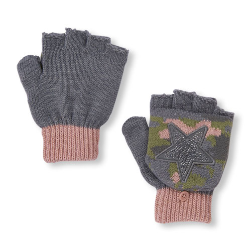 Girls Star Camo Convertible Gloves