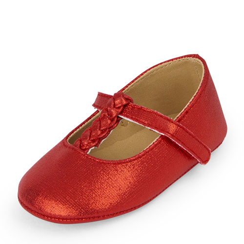 Baby Girls Braided T-Strap Shiny Kayla Flat