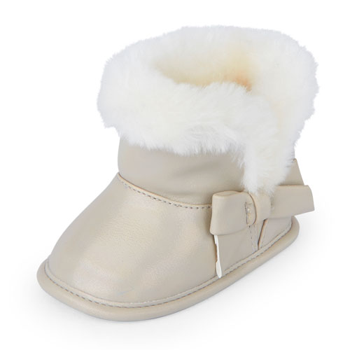 Baby Girls Faux Fur Shiny Chalet Boot