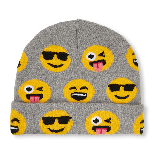 Boys Emoji Print Beanie