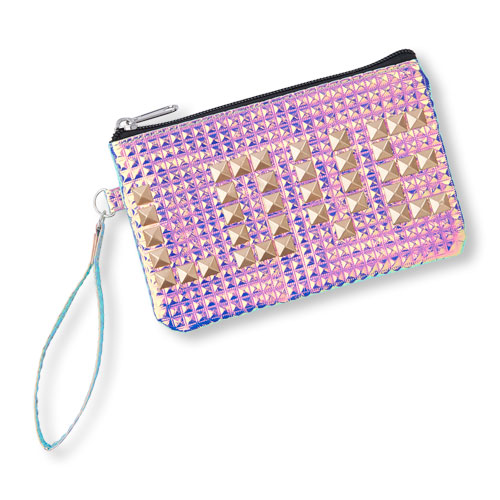 Girls 'Love' High-Shine Studded Wristlet