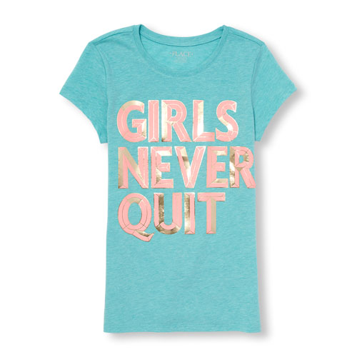 Girls Short Sleeve 'Girls Never Quit' Graphic Tee