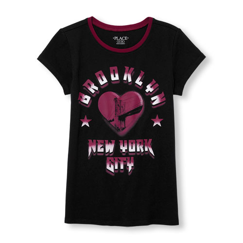 Girls Short Sleeve 'Brooklyn New York City' Graphic Tee