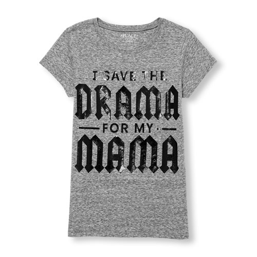 Girls Short Sleeve 'I Save The Drama For My Mama' Graphic Tee