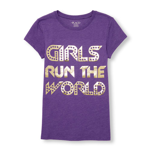Girls Short Sleeve 'Girls Run The World' Graphic Tee