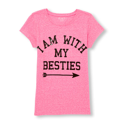 Girls Short Sleeve 'I Am With My Besties' Arrow Graphic Tee