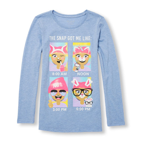 Girls Long Sleeve 'Snap Got Me Like' Filter Day Graphic Tee