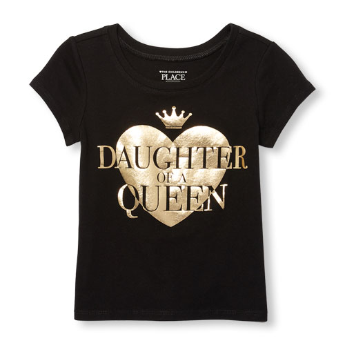 Toddler Girls Short Sleeve 'Daughter Of A Queen' Heart Graphic Tee