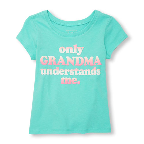 Toddler Girls Short Sleeve 'Only Grandma Understands Me.' Puff Graphic Tee