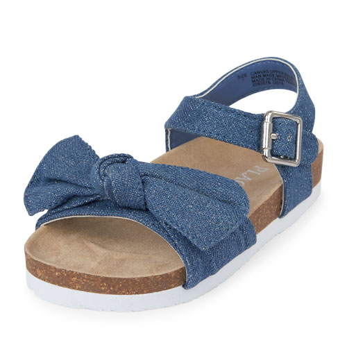 denim bow sandals