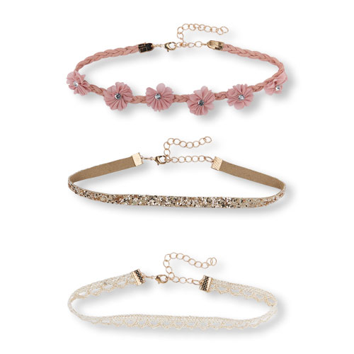 Girls Flower Choker Necklace 3-Pack