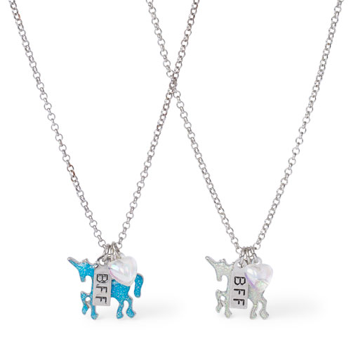Girls Glitter Unicorn BFF Necklace Set